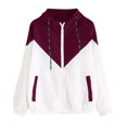 thumbnail image 1 of Women's Jacket Lightweight Hooded Sport Coat with Zipper Pockets Long Sleeve Patchwork Design for Outdoor Activities, 1 of 5