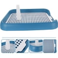 thumbnail image 4 of Soporte para almohadillas para perros, almohadillas de entrenamiento, inodoro para cachorros, inodoro cuadrado para entrenamiento de mascotas con bandeja para perros, interior y exterior (azul),, 4 of 5