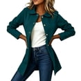 thumbnail image 5 of Jacket Dqueduo Women's Long Sleeve Turn-Down Collar Cardigan Top – Solid Winter Outerwear Coat Green M, 5 of 7