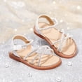 thumbnail image 3 of Toddler Girl Silver Sandals Size 9 - Little Flower Girl Easter Flower Girl Dress Shoes Sparkly Little Kid Summer Flats, 3 of 6