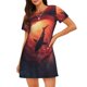 thumbnail image 1 of Easygdp Shark Underwater Vortex Camisón de manga corta para mujer, informal, estampado, 1 of 6