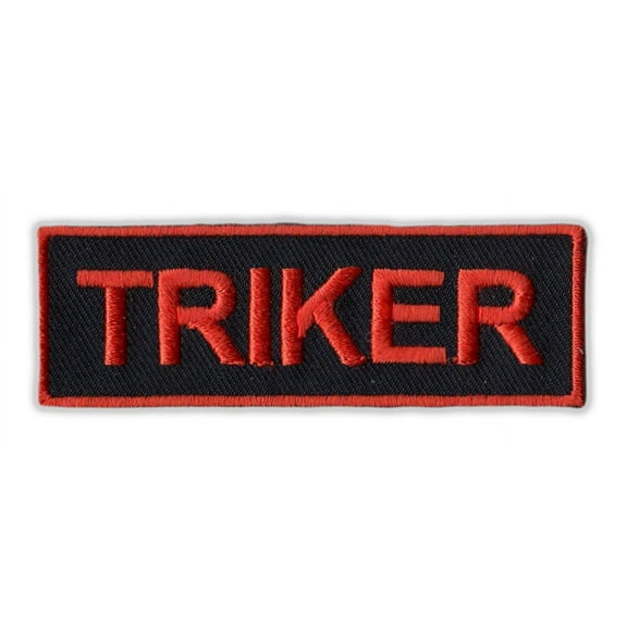 Motorcycle Jacket Embroidered Patch - Triker (Orange) - Vest, Cut, Leathers - 3" x 1"