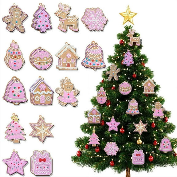 15 Pcs Pink Christmas Tree Ornaments Candy Christmas Hanging Decor for Xmas