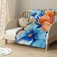 thumbnail image 2 of nygtbtfer Orange Blue Flowers Bed Blanket, Flannel Throw Blanket Soft Blanket for Office Couch Bed Sofa Travel All Season Blanket 40x50in, 2 of 6