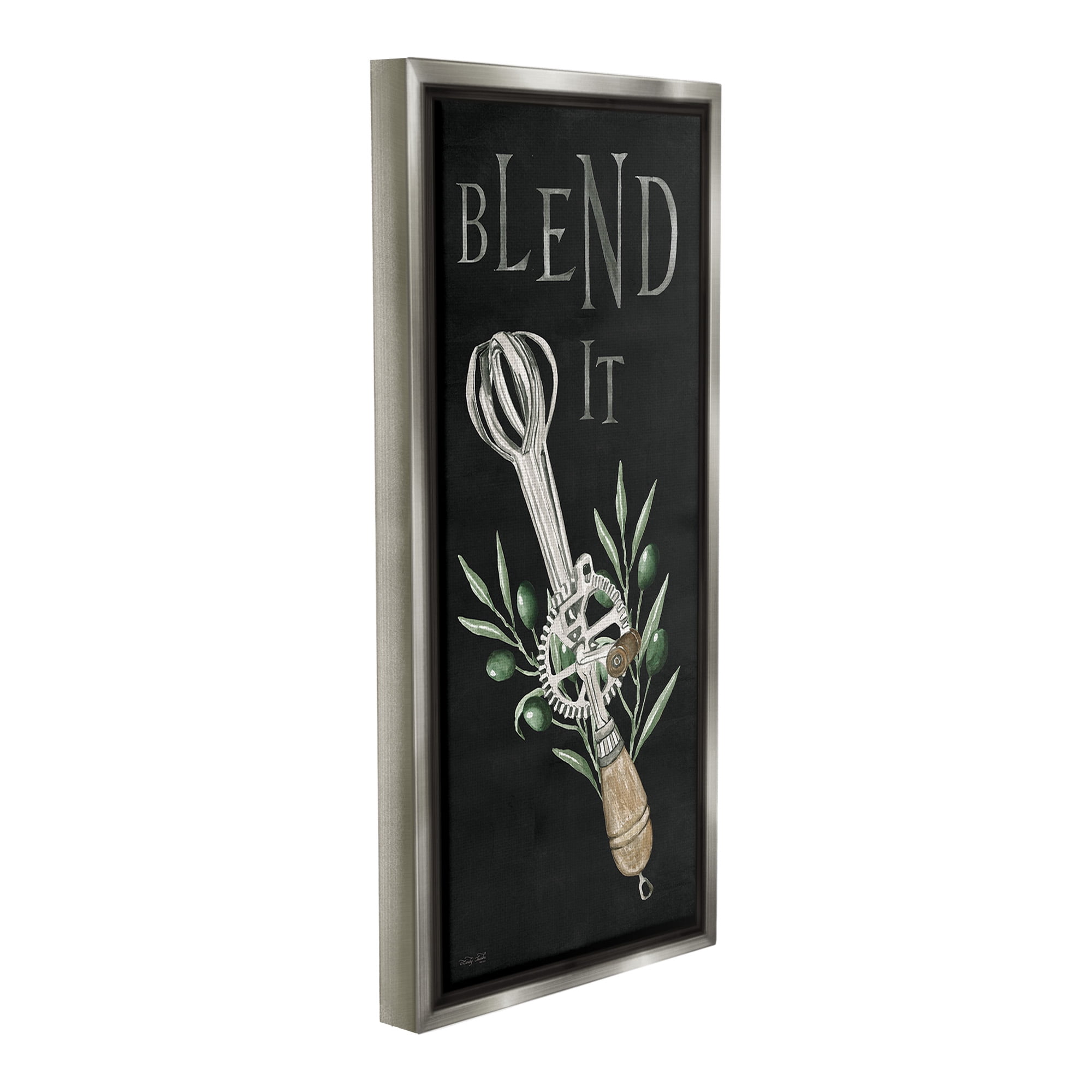 Stupell Industries Blend It Vintage Kitchen Food & Beverage Painting Gray Floater Framed Canvas Art Print Wall Art, 14 x 31