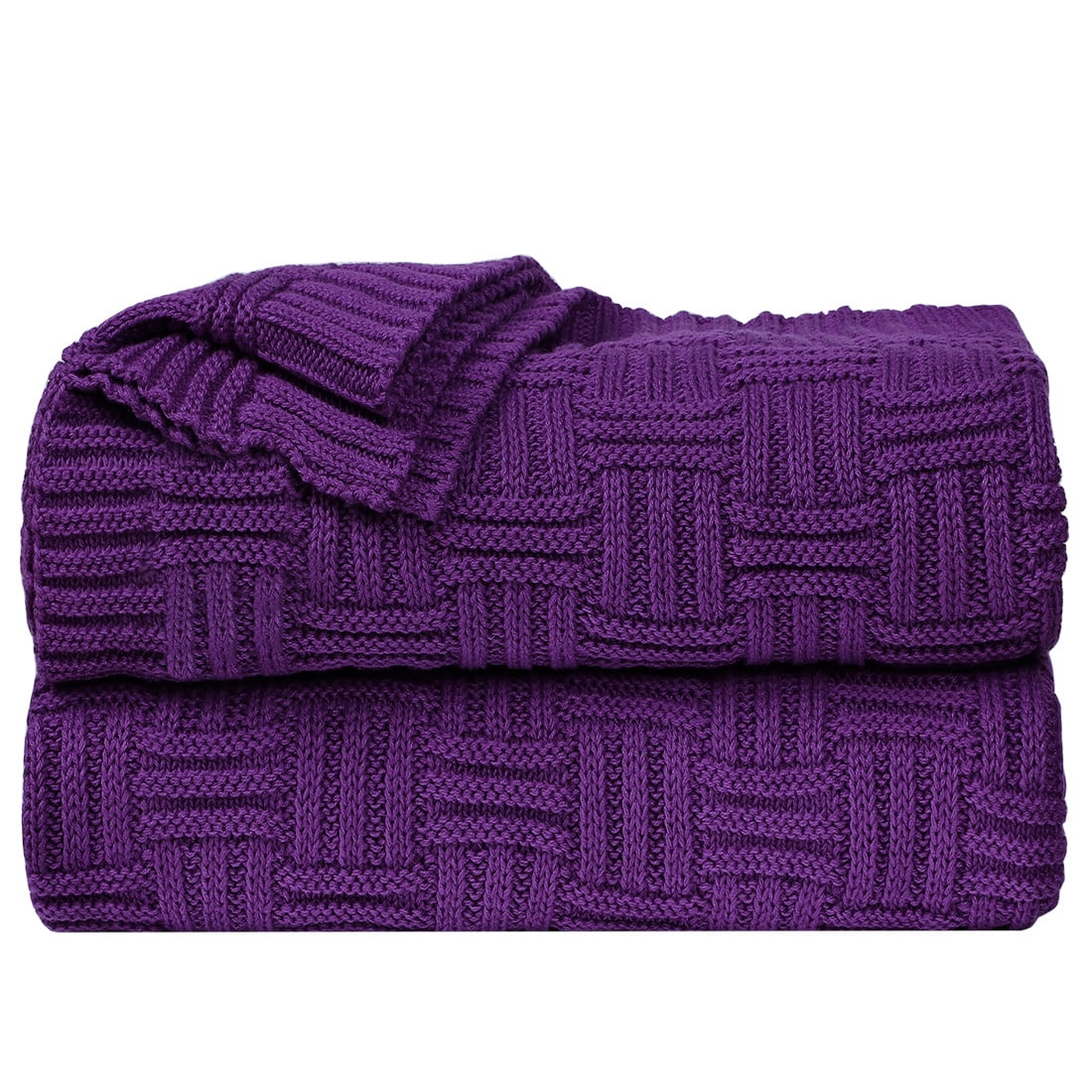 Unique Bargains Knitted Throw Blanket For Sofa Couch Soft 100 Cotton Home Office Blanket Purple Purple 50 X 60