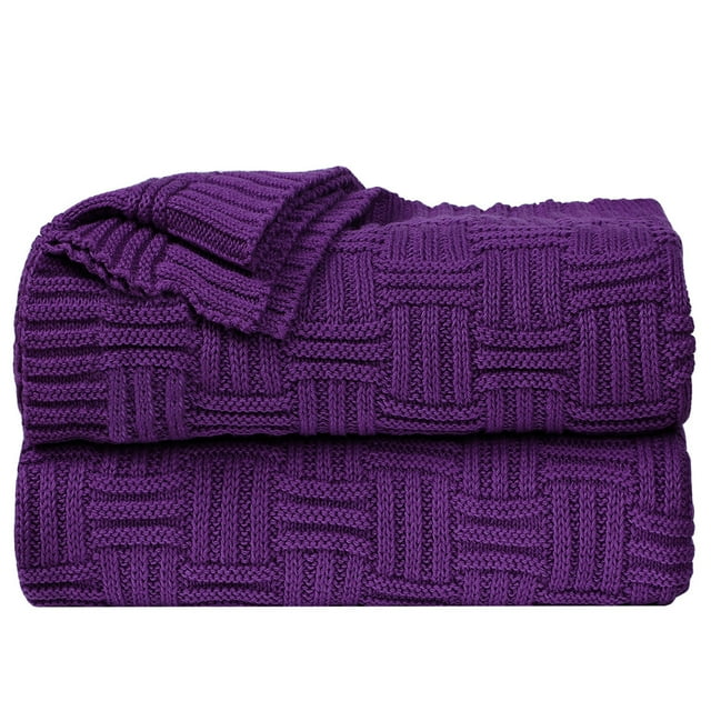 Unique Bargains 100% Cotton Cross Cable Knit Throw Blanket For Sofa Couch Bed Home Bedding,