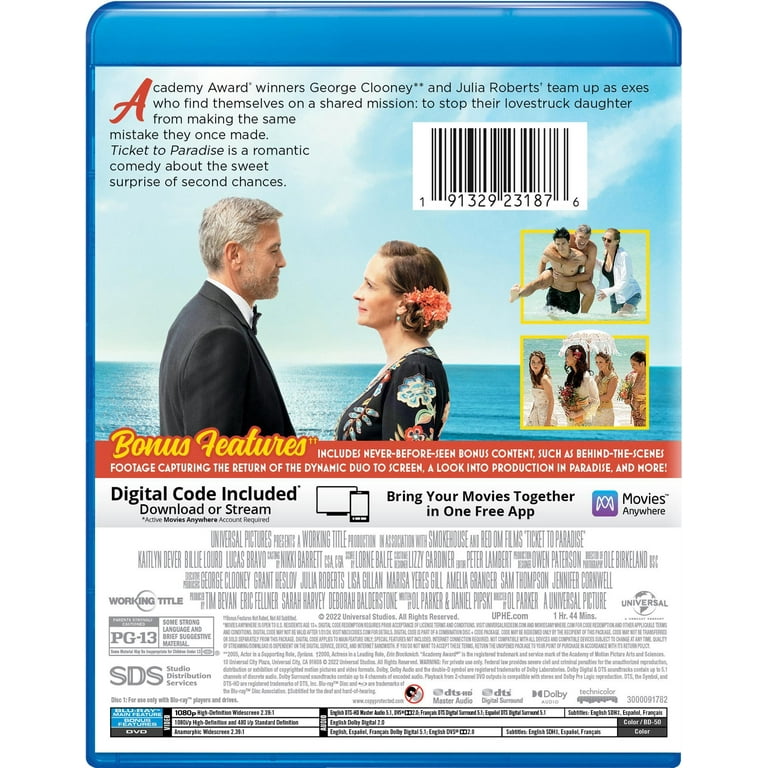 Ticket to Paradise (Blu-ray + DVD + Digital Copy) - Walmart.com