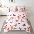 thumbnail image 2 of Homewish Rustic Boho Butterfly 7-Piece Bedding Comforter Set,Romantic Pink Rose King Bedding Sets,Country Floral Bed Sheets For Girls Kids,Super Cozy Room Decor Reversible, 2 of 8