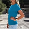 thumbnail image 4 of Lumtrix Womens Oversized T Shirts Summer Rolled Short Sleeve Tops Casual Loose Fit Basic Crew Neck Tees Royal Blue L, 4 of 6
