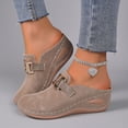 thumbnail image 2 of Rokment Womens Buckles Orthotic Clogs with Arch Support Trendy Casual Suede Closed Toe Platform Wedges Mid Heels Mules Backless Sandals for Ladies Summer Fall Khaki Size 7, 2 of 9