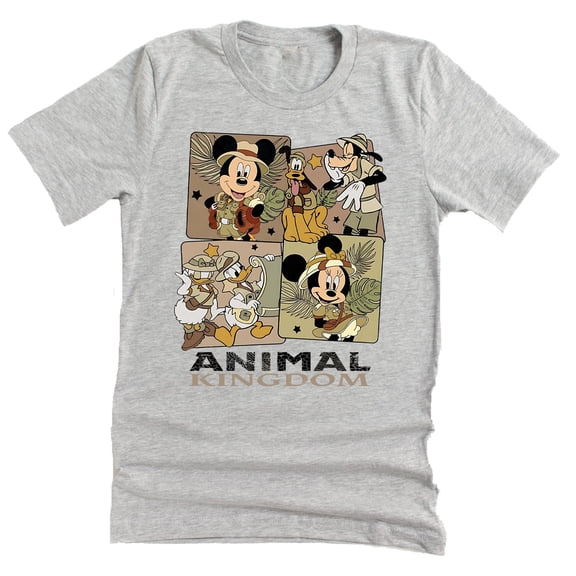 Animal Kingdom Safari Mickey and Friends Vacation Shirt Casual Unisex Short Sleeve ( XX-Large, Gray)