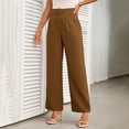 thumbnail image 6 of ATENAR Womens Pants,Straight Leg Pants Women,Dress Pants,Loose,Easy Care,Solid,Comfortable,Coffee,M(US:6), 6 of 10