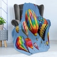 thumbnail image 4 of Balloon Soft Flannel Fleece Throw Blanket, Colorful Air Balloons in the Sky Air Travel Aviation Themed Photograph Touristic, Cozy Plush for Indoor and Outdoor Use, 50" x 60", Multicolor, by Ambesonne, 4 of 5