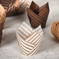 thumbnail image 4 of SPRING PARK 100Pcs Baking Paper Cups Cupcake Liners Brown White Tulip Style Baking Wrappers Muffin Cups Greaseproof Parchment Paper Square Non-Stick for Cake Party Birthday, 4 of 7