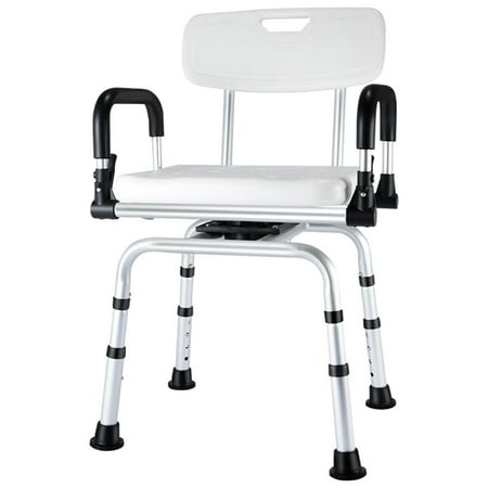 Shower Chair with Flip Up Armrest 360 Swivel Bath Stool with