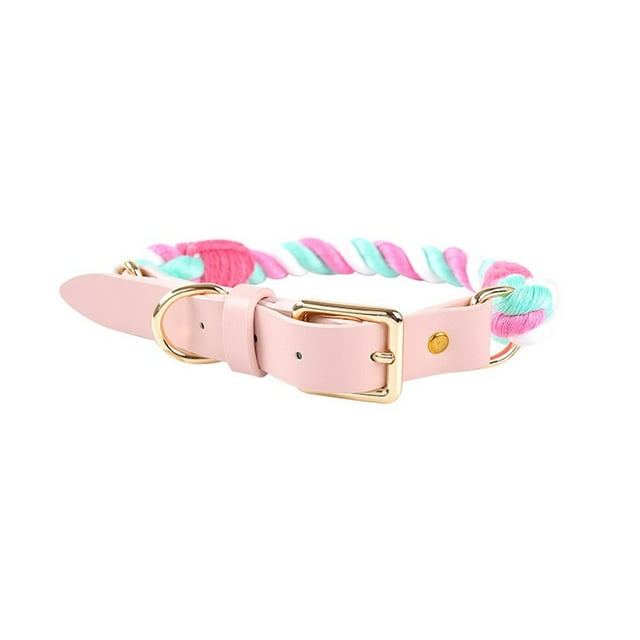 Ensemble de Laisse Colorée Tissée à la Main pour Chien, Collier pour Chien en Cuir