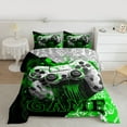 thumbnail image 2 of Feelyou Cartoon Game Console Full Size Comforter Sets for Kids, Gamepad Gaming Bedding Comforter Set, Splash Honeycomb Green Reversible Bedding Sets, Super Cozy Room Decor, 3 Pieces, 2 of 8