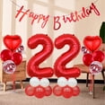 thumbnail image 4 of Red Number 22th Birthday Decoration Set Happy Birthday Banner Balloons 22 Years Old Birthday Party Supplies Helium Balloons Number 22 Balloons Latex Balloon Foil Balloon, Red 22th Party Balloons, 4 of 5