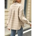thumbnail image 2 of Cuteduck Women Plaid Fashion Jacket Button Up Long Sleeve Fall Casual Dressy Loose Coat with Pockets S-XL, 2 of 7