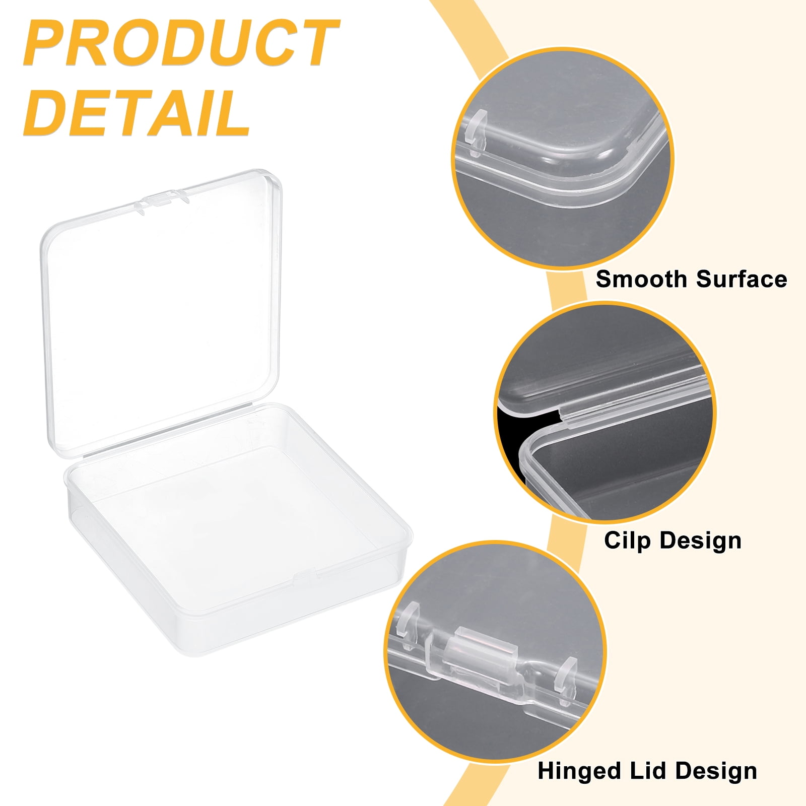 Uxcell 6 Pcs Mini Clear Plastic Containers Box, 4.1"x4.1" Square Holder Plastic Case