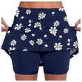 thumbnail image 2 of FASHOFT Tennis Skirts For Women Fashion Printed Double Layer Skort With Pockets Elastic For Outdoor Fitness Activities Womens Athletic Skirt Dark Blue, 2 of 7
