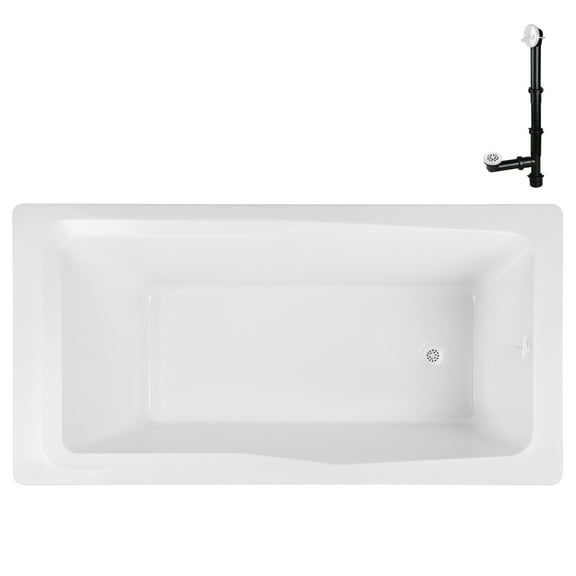 Streamline N-4420-760-WH 66 in. x 34 in. Acrylic Soaking Drop-In Bathtub in Glossy White, With External Drain in Glossy White