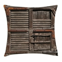 Rustic Throw Pillow Cushion Cover, Vintage Wooden Italian Countryside Cottage Door Row Structured Region Style Picture, Decorative Square Accent Pillow Case, 18 X 18 Inches, Umber Brown, by Ambesonne