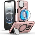 thumbnail image 1 of KOMI for iPhone 16 Pro MagSafe Case with Adjustable Metal Camera Lens Cover Stand with 1 Screen Protectors,[Military-Grade Protection] Rugged Heavy Duty Magnetic Case for iPhone 16 Pro 6.3" Rose Gold, 1 of 5