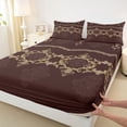 thumbnail image 3 of Feelyou Hippie Tribal Flower Full Size Sheets for Adult, Mandala Bohemian Bed Sheets, Vintage Damask Red Brown Sheet Sets, Lightweight Room Decor, 4-Piece, 3 of 7