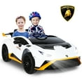 thumbnail image 1 of Gyrocopters Lamborghini Licensed 2 Seater Kids Ride on Car | 12V Electric Vehicle with Stories, Music | Powered Ride on Car for Kids with Parental Remote Control, LED Lights |  White, 1 of 3