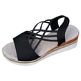 thumbnail image 4 of Rokment Platform Wedges Strappy Dress Sandals for Women 2026 Beach Fashion Casual Open Toe Chunky High Heels Espadrilles Slingback Gladiator Summer Shoes Black Size 6.5, 4 of 5