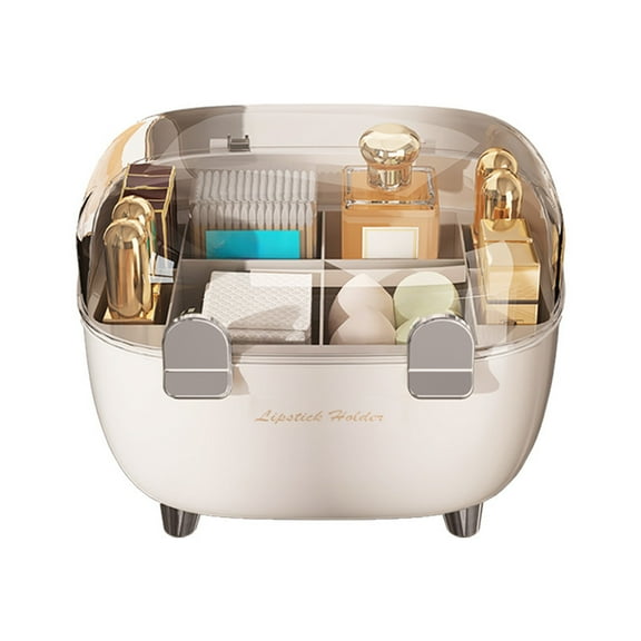 Yonrjhukm Dust-Proof Lipstick Storage Box with Lid, Clear Cosmetic Organizer for Lip Gloss and Makeup, Large Capacity Dustproof Makeup Storage Rack, Easy Open with Handle
