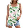 thumbnail image 2 of Njagoc3 Womens Summer Pink Palm Leaf Sleeveless Top, V - Neck, Loose Fit, Lightweight Fabric, Casual Daily & Beachwear, Tropical Tank Top, 2 of 6