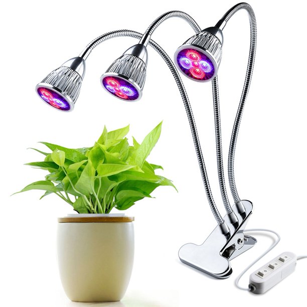 Dilwe Plant Grow Light,LED Grow Light Triple Head Desk Clip Lamp with