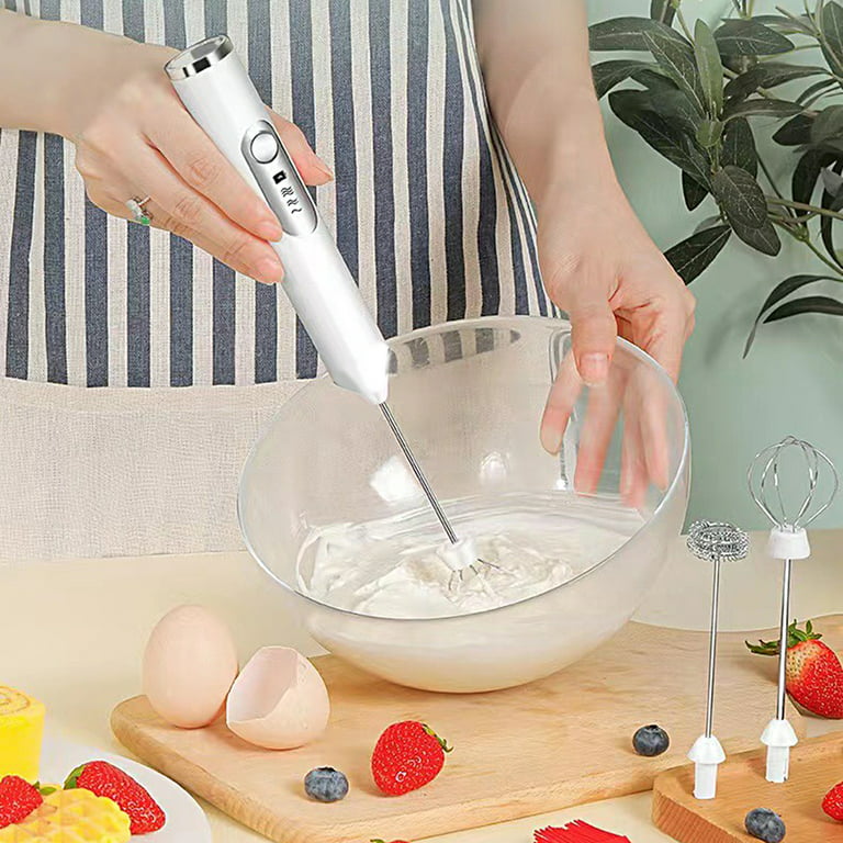 Rechargeable Milk Frother Handheld Electric Foam Maker with 2 Stainless  whisks, 3-Speed Adjustable Mini Blender Perfect for bulletproof coffee,Egg