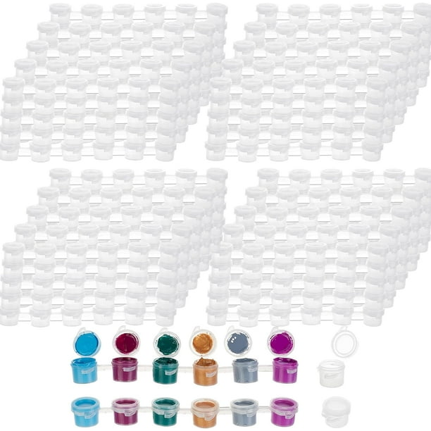 125 tiras de mini botes de pintura vacíos, 750 botes de 3 ml/0,1 oz, tiras de cápsulas de pintura, recipientes de plástico para manualidades, botes de pintura.