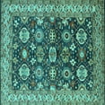 thumbnail image 1 of Ahgly Company Machine Washable Indoor Square Oriental Turquoise Blue Industrial Area Rugs, 5' Square, 1 of 4