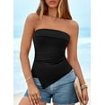 thumbnail image 5 of PRETTYGARDEN Tube Tops for Women Summer Strapless Asymmetrical Ruched Bandeau Shirts Trendy Spring Going Out Outfits, 5 of 10