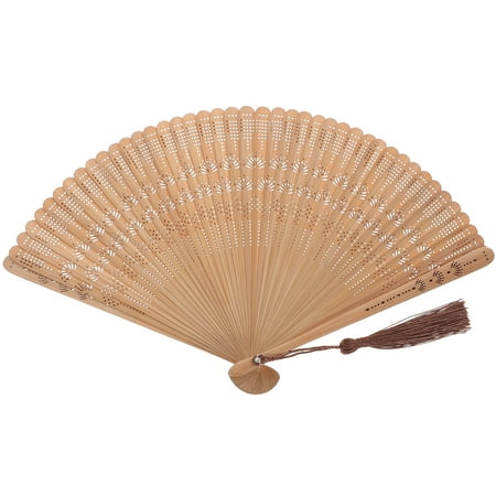 

Bamboo Vintage Fan Silk Handheld Foldable Fan Elegant Gift for Women Ladies (Brown)