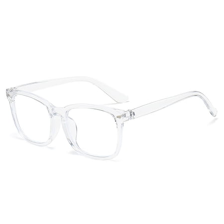 Clear Blue Light Blocking Glasses, 0-Power Square Frame Eyewear for Computer and Daily Use