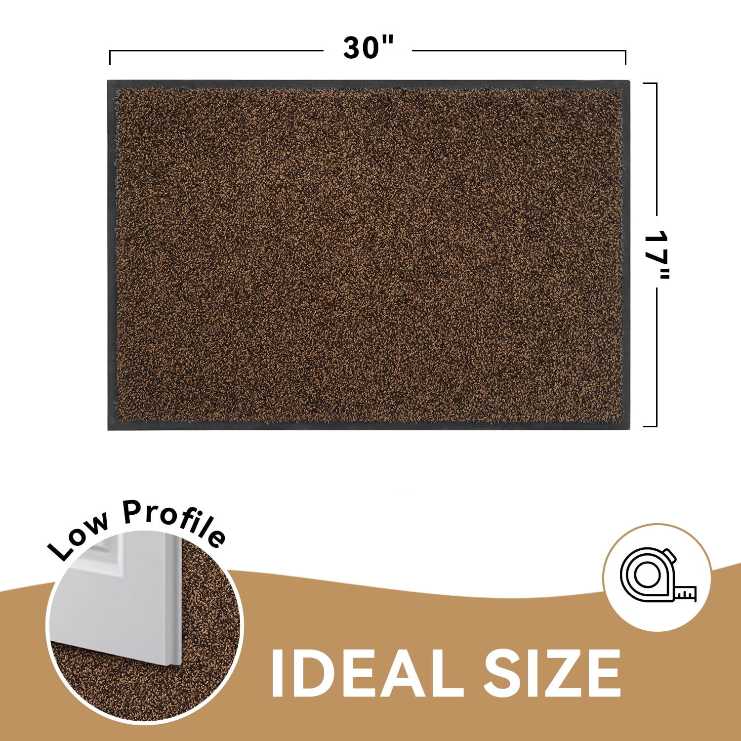 VUNATE 17" x 30" Dirt Trapper Indoor Door mat Non Slip Front Door Mats Absorbent Rubber Entrance Rug Durable Heavy Duty Outdoor Mats Washable Welcome Mats for Outside Brown