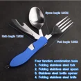 thumbnail image 2 of 4 In 1 Outdoor Tableware Set Camping Equipment Cooking Supplies Stainless Steel Spoon Folding Pocket  Home Picnic Hiking Travel (green), 2 of 7