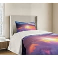 thumbnail image 3 of Ambesonne Landscape Quilted Bedspread Set 2 Pcs, Sunset Sky and Clouds, Twin Size, Blue Yellow Purple, 3 of 5