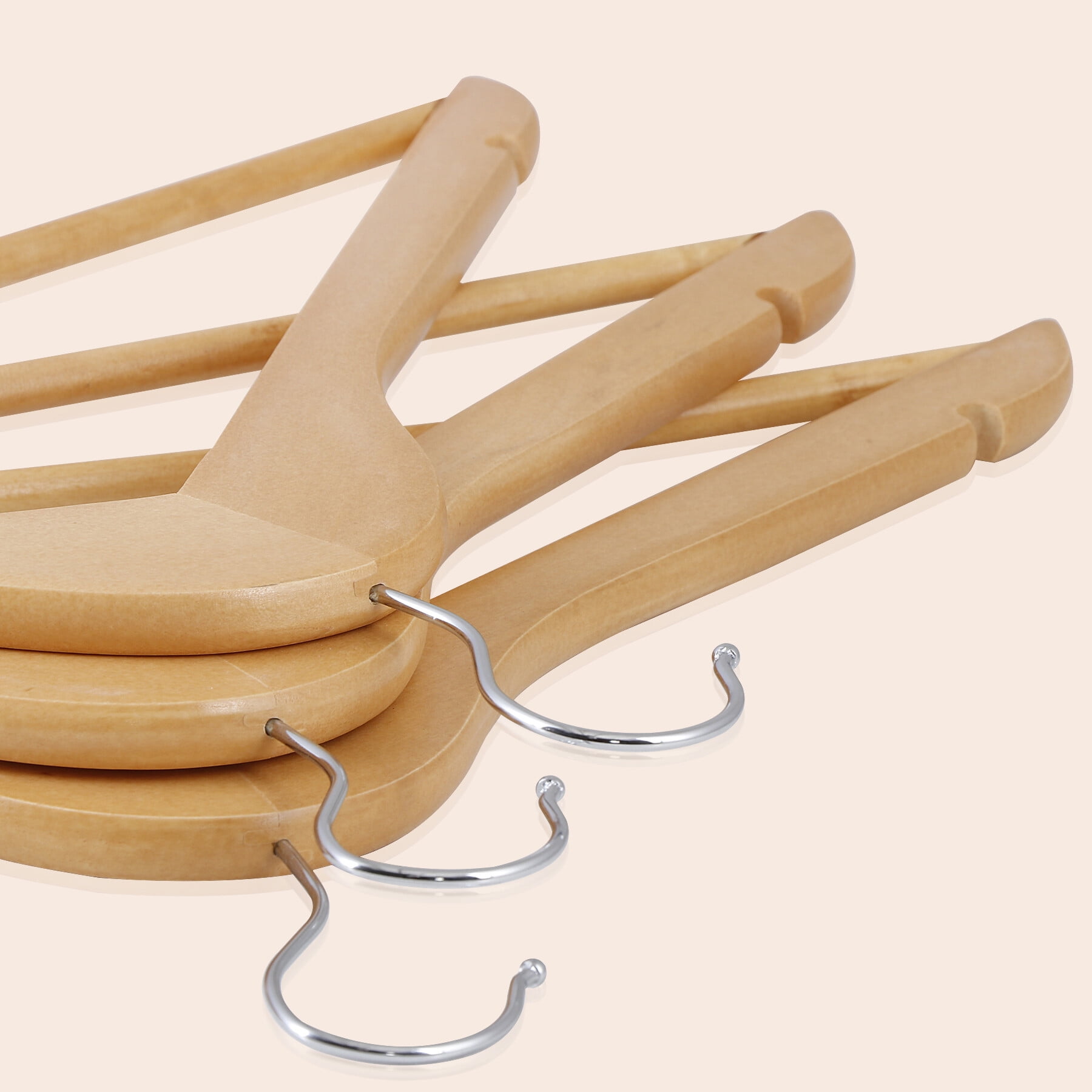 ZENSTYLE Wooden Hangers 50 Pack Suit Coat Hangers with 360° Rotatable Hook Non Slip