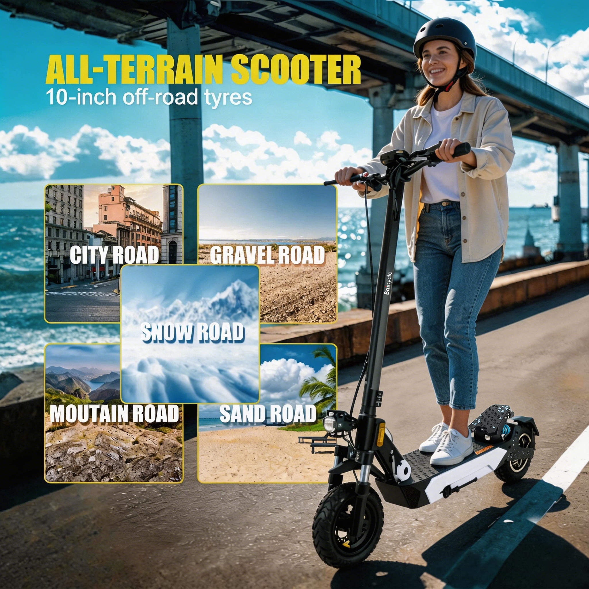 Baicycle G4 Adult Folding Electric Scooter (1600W/28MPH/40 miles/10-inch fat tires) - Black, UL2272 Certified Teen Electric Scooter