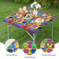 thumbnail image 4 of Colorful Dog Paw Footprint Square Fitted Tablecloth with Elastic Edge,Square Table Cover,Washable Elastic Table Cover for Home Kitchen Party Decor 36"x36", 4 of 6