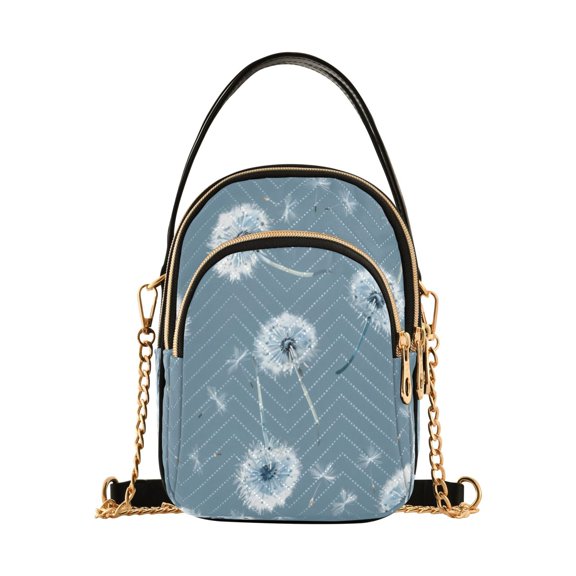 Shoulder Handbag Women's Crossbody Handbags 5.91x3.15x8.27 Inch Bank Card Bag Cash Bag Key Bag White Dandelions