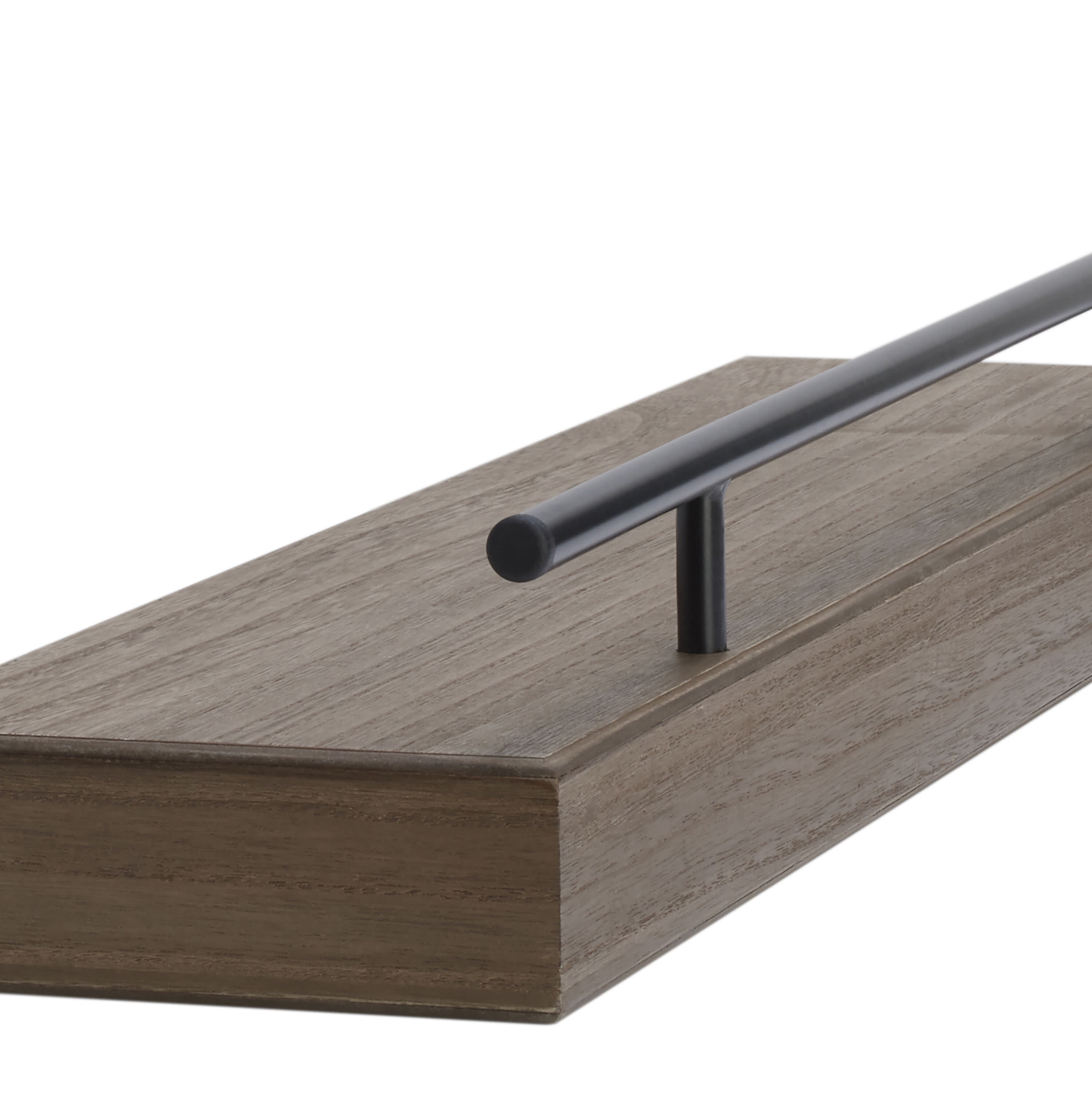 Melannco Hotel Essentials 24 Inch Natural MDF Shelves with Metal Rail Brown