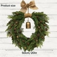 thumbnail image 3 of 20 Inch Christmas Pine Wreath with Hanging Vintage Bell Real Touch Artificial Green Pine Wreath with Pine Cones, 3 of 8